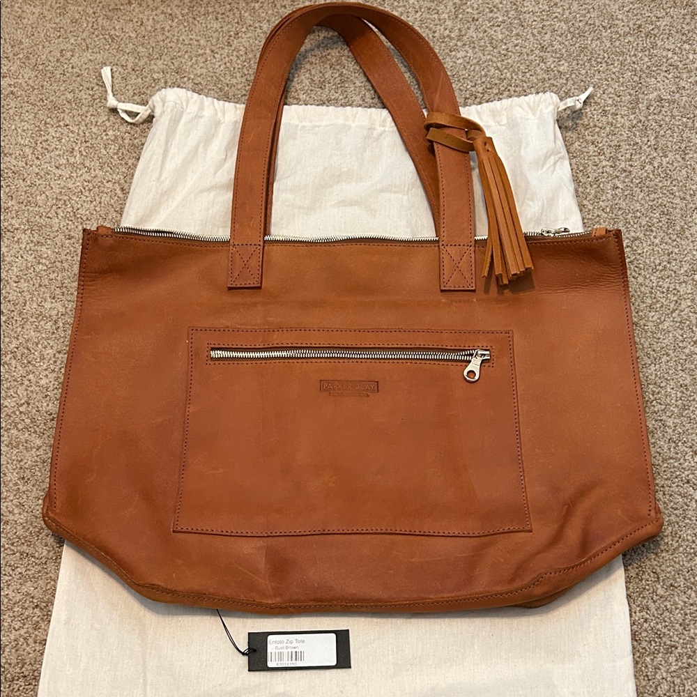 Parker Clay Entoto Zip Tote in Rust Brown